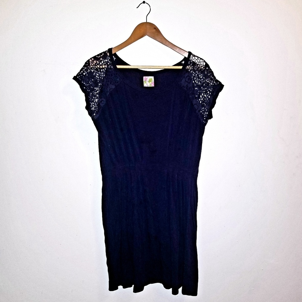 Blue  crochet shoulders dress